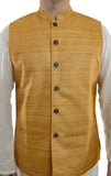 mustard color modi jacket in ghicha silk