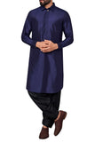 Navy Blue Classic Cotton Silk Kurta With Salwar or Churidaar Pajami