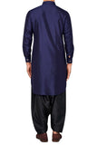 Navy Blue Classic Cotton Silk Kurta With Salwar or Churidaar Pajami