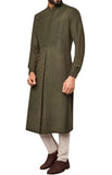 Green Color Pintuck Mens Kurta Set