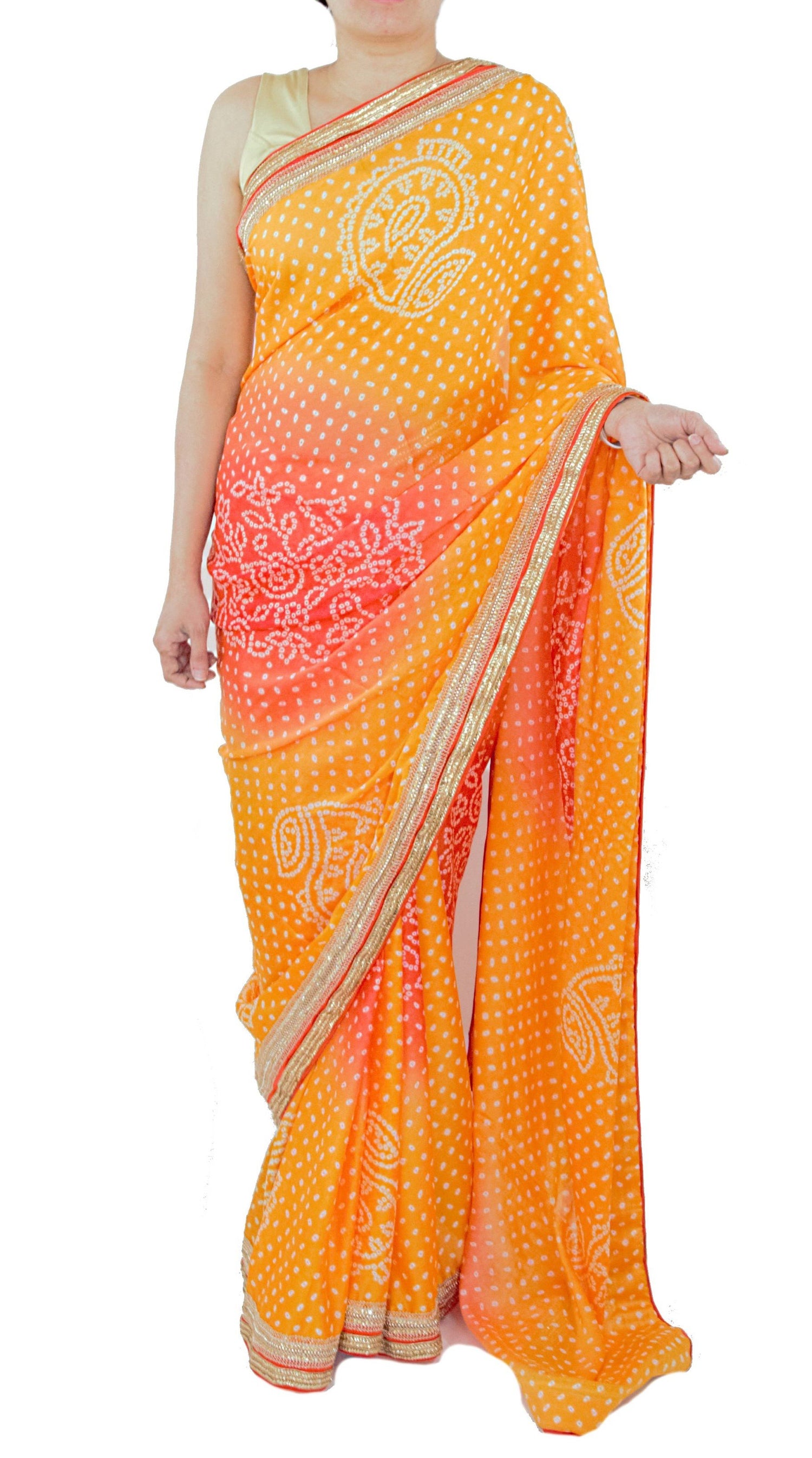 Orange Color Bandhani Saree