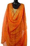 Orange Color Dupatta with Golden Polka Dots