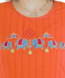 Orange Color Kurti with Royal Elephant Design
