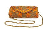 Orange Handmade Gold Cutdana Embroidery Handbag