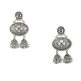 Oxidized Silver Dual Jhumkas Earrings