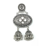 Oxidized Silver Jhumkas Earrings