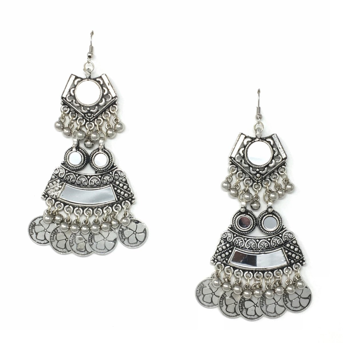 Amazon.com: Bollywood Oxidized Silver Plated Big Stud Earrings light weight  Stud tops women: Clothing, Shoes & Jewelry