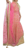 Peach Color Gota Patti Work Lehenga Set With Magenta Color Dupatta