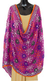 Pink Color Dupatta With Floral Embroidery