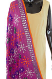 Pink Color Dupatta With Floral Embroidery