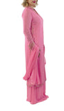 Pink Kurta Set with Palazzo & Dupatta having Swarvoski Crystals Work