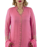 Pink Kurta set with Palazzo and Dupatta