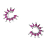 Pink Color Stones Round AD Earrings