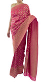 Pink Color Banarsi Saree With Floral Border