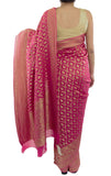 Pink Color Banarsi Saree With Floral Border
