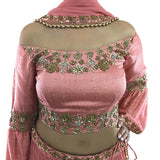 Pink Color Off Shoulder Blouse Lehenga Set with Zari Work