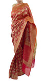 Red Color Banarsi Saree with Swarovski Crystals Work
