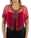 Red Color Cape With Antique Gold Bead Work