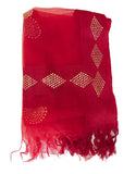 Red Color Dupatta With Golden Dots Pattern