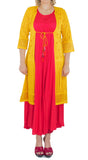 Red Color Kurti with Mustard Color Jacket