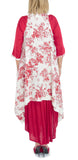 Red Color Kurti with Red and Red Color Floral Print on White Jacket