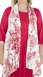 Red Color Kurti with Red and Red Color Floral Print on White Jacket