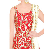 Red Kurti Lehenga Set With Gota Patti Work