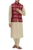 Red Shibori Silk Nehru Jacket Bandhgala Waistcoat Bandi