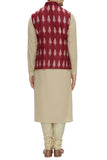 Red Shibori Silk Nehru Jacket Bandhgala Waistcoat Bandi