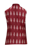 Red Shibori Silk Nehru Jacket Bandhgala Waistcoat Bandi
