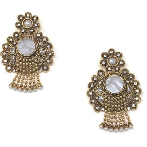 Antique Gold Earrings with Multiple Dangling Beads