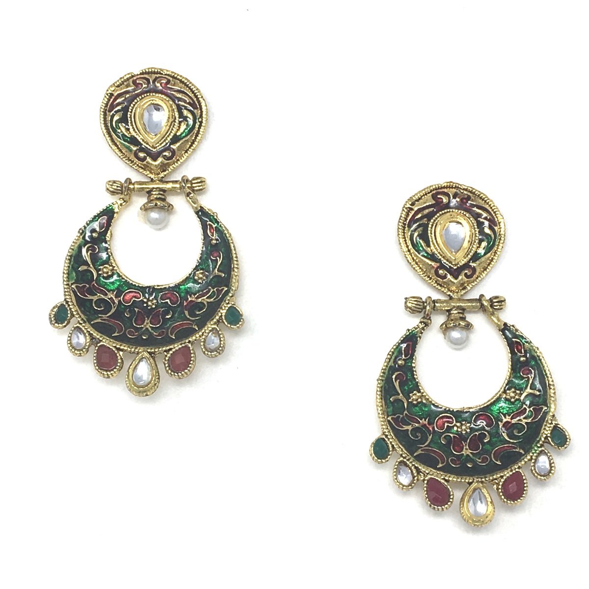 Gold Kundan Chandbali Earrings
