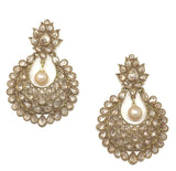 Gold Chandbali Earrings With Centered Pearl Drop