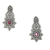 White and Red Stone Color Earrings