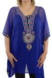 Royal Blue Color Short Kurti in Kaftan Style