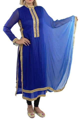Royal Blue Double-Dyed Kaftan Style Suit