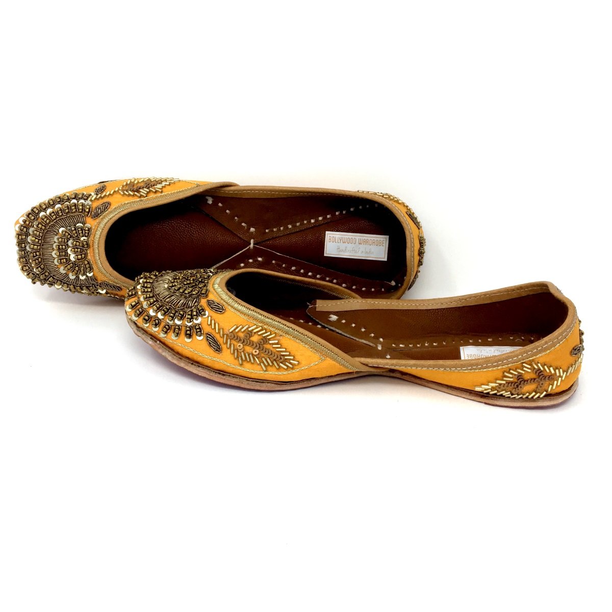rust color punjabi jutti zari embroidery