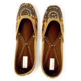rust color punjabi shoes with zari embroidery