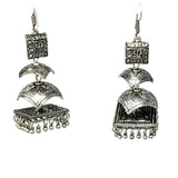 Antique Silver 3-tier Jhumka with Dangling Ghungroos Earrings
