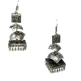 Antique Silver 3-tier tower jhumka earrings
