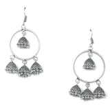 Silver Chandbali with four Jhumkas Earrings