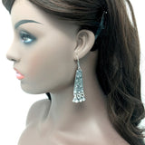 Oxidized Silver Long Floral Earrings with ghungroos