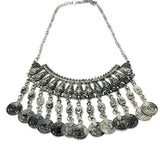 Silver Antique Necklace with Dangling Coins