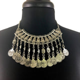 Antique Silver Necklace with Dangling Coins