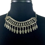 Antique Silver Necklace with Dangling Leaves