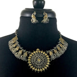 Antique Silver Peacock Necklace Set with Earrings