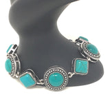 Antique Silver Feroza Turquoise Blue Bracelet