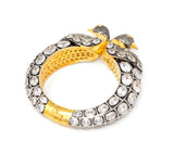 Silver Bangle Bird Design with Embedded Stones