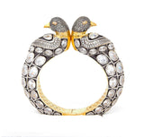 Silver Bangle Bird Design with Embedded Stones