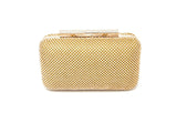 Sparkling Gold Rectangular Clutch with Handle and Chain